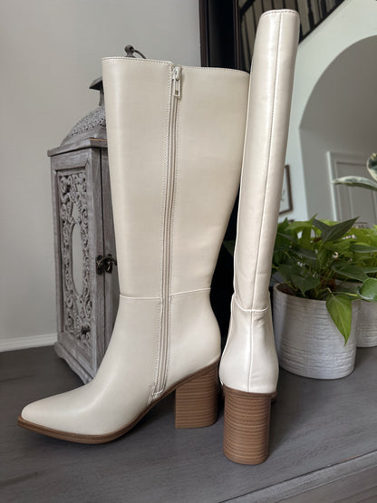 Off-White Pointed Toe Knee-High Boot