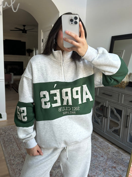 Heather Grey & Green Apres Sweatshirt