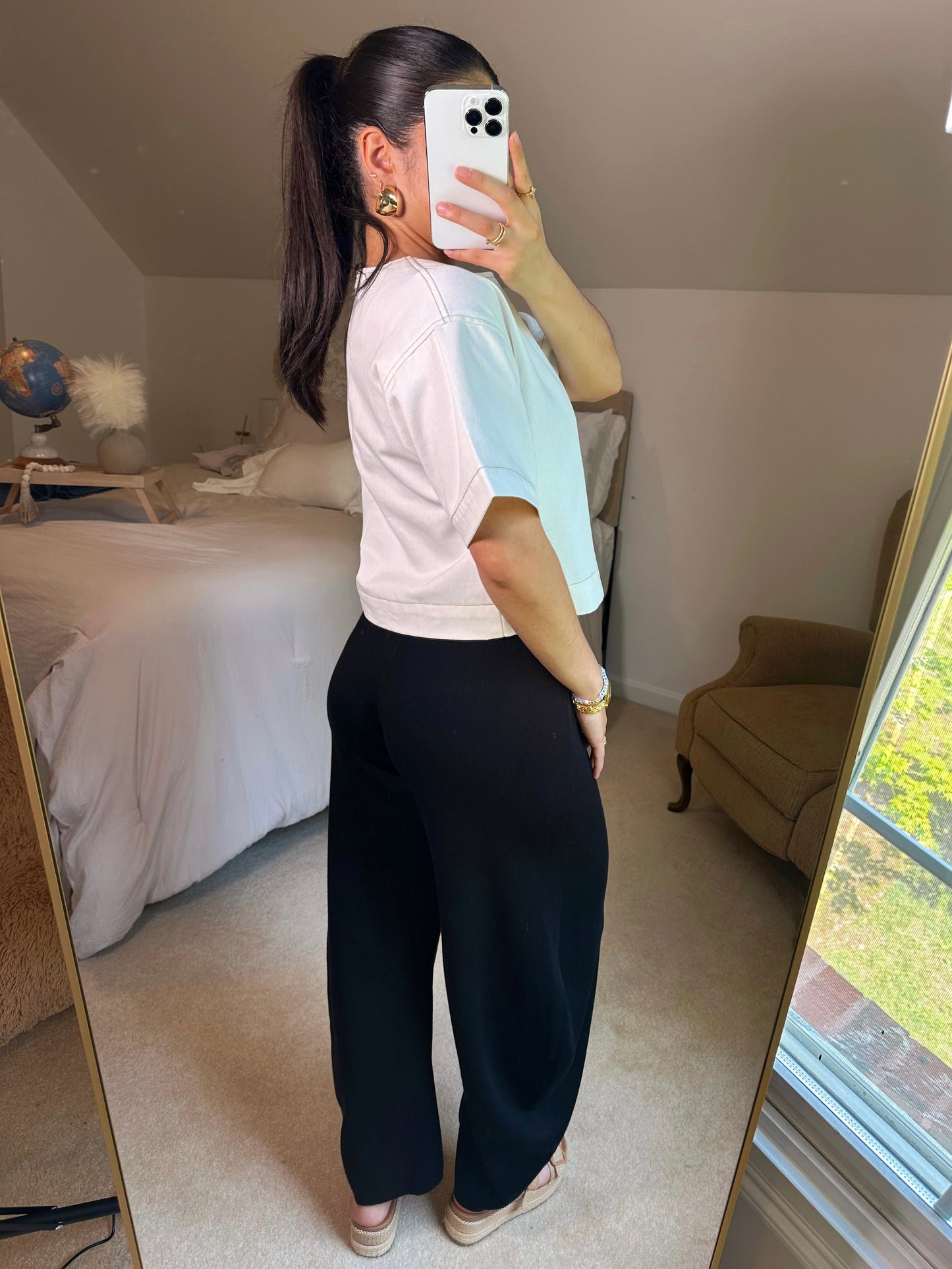 Black Knit Baggy Barrel Pants