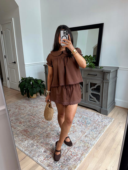 Cocoa Lace Top & Skort Set