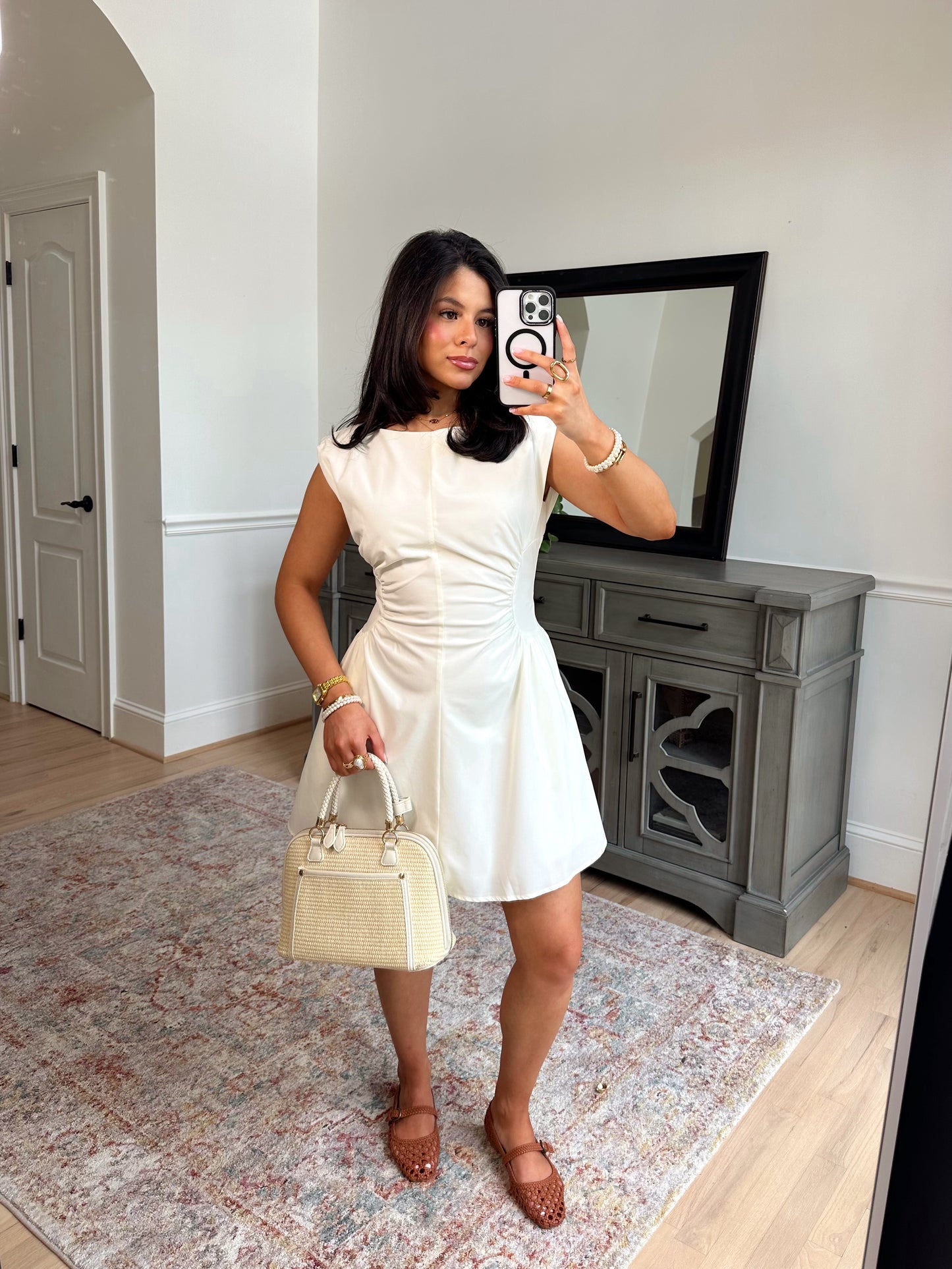 White Magnolia Pleated Dress
