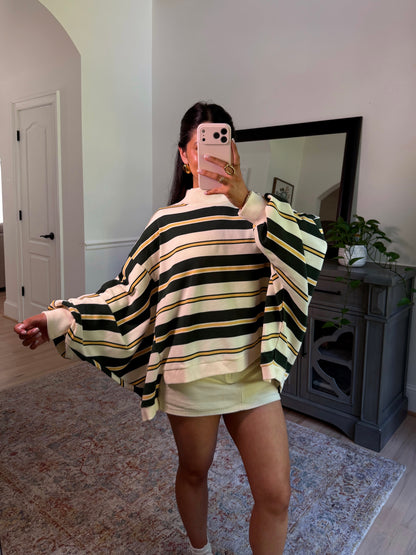 Olive Grove Striped Mockneck