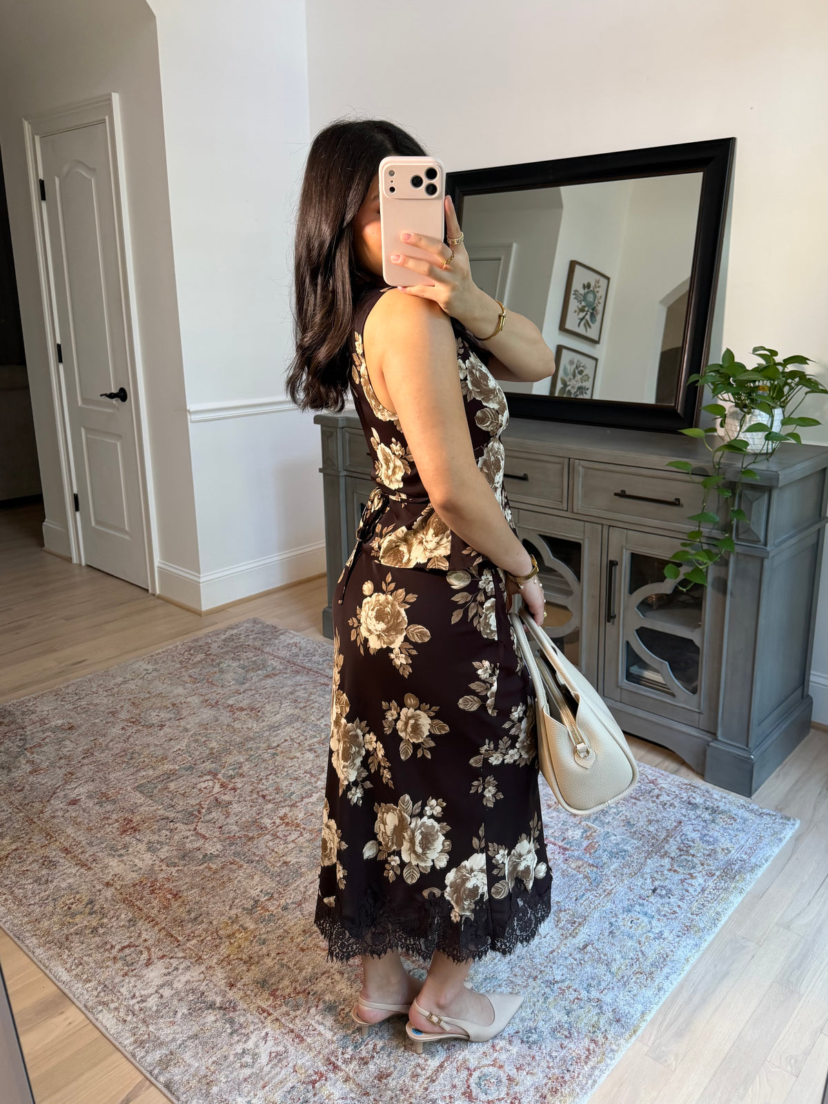 Autumn Garden Satin Top & Skirt Set