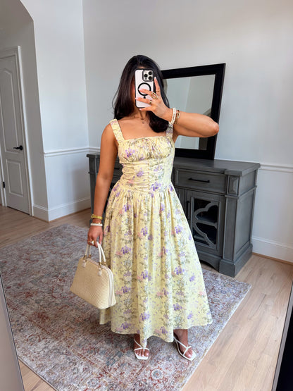 Spring Garden Bustier Midi Dress