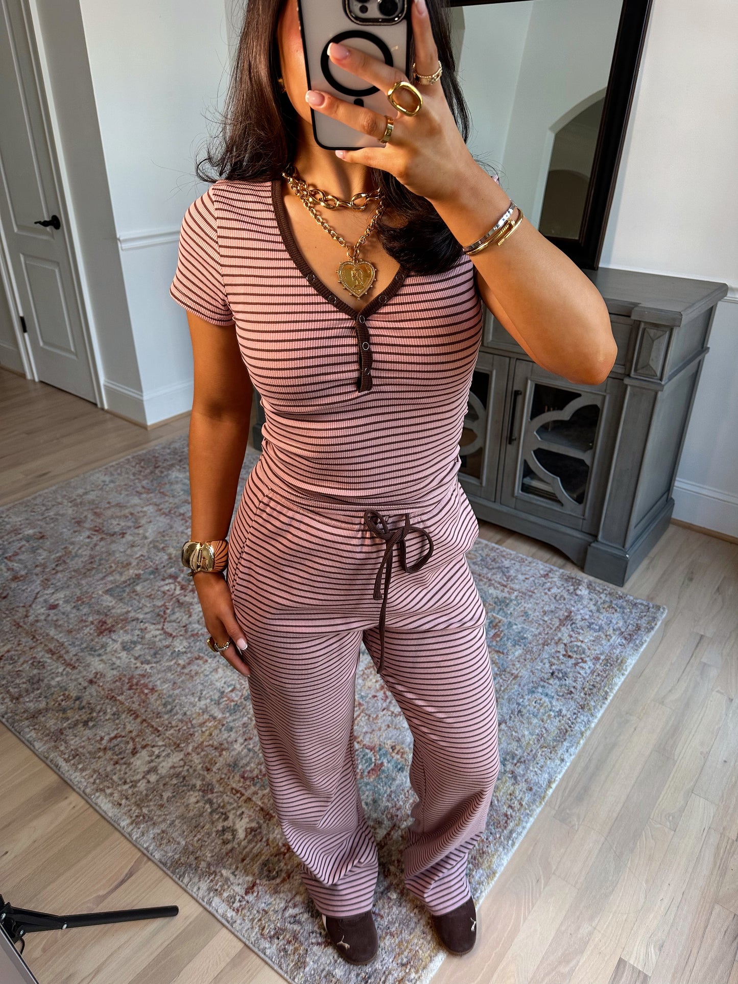 Cocoa Blush Striped Set