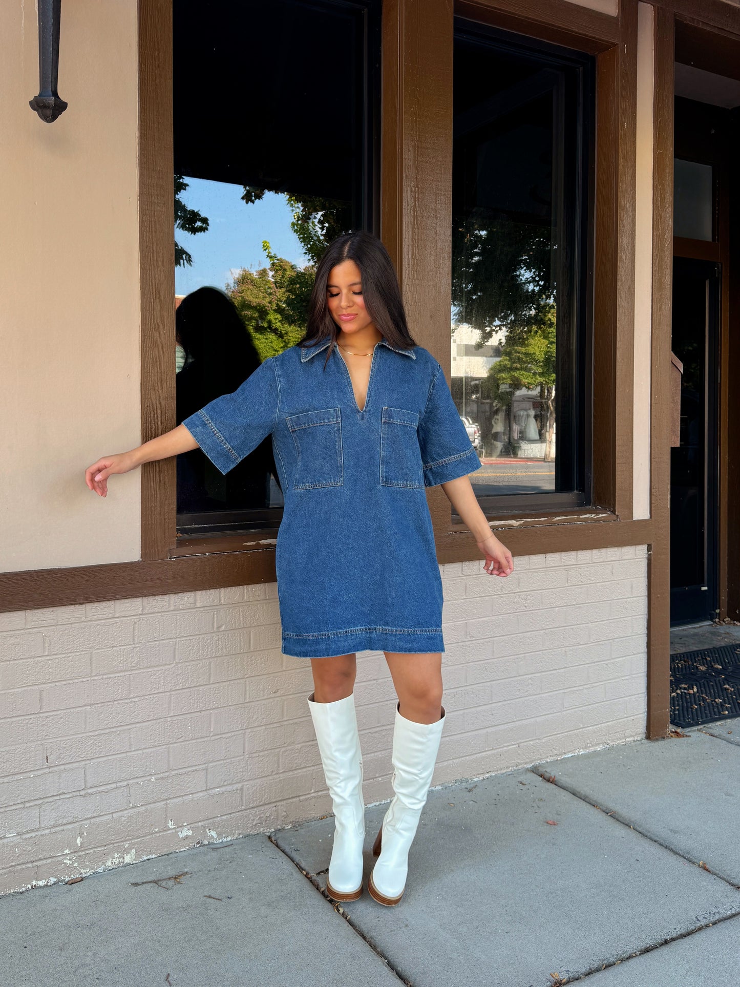 Denim Collared Short Dress