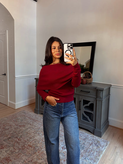 Apple Orchard Burgundy Knit Top