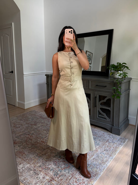 Orchard Cream Belted Dress