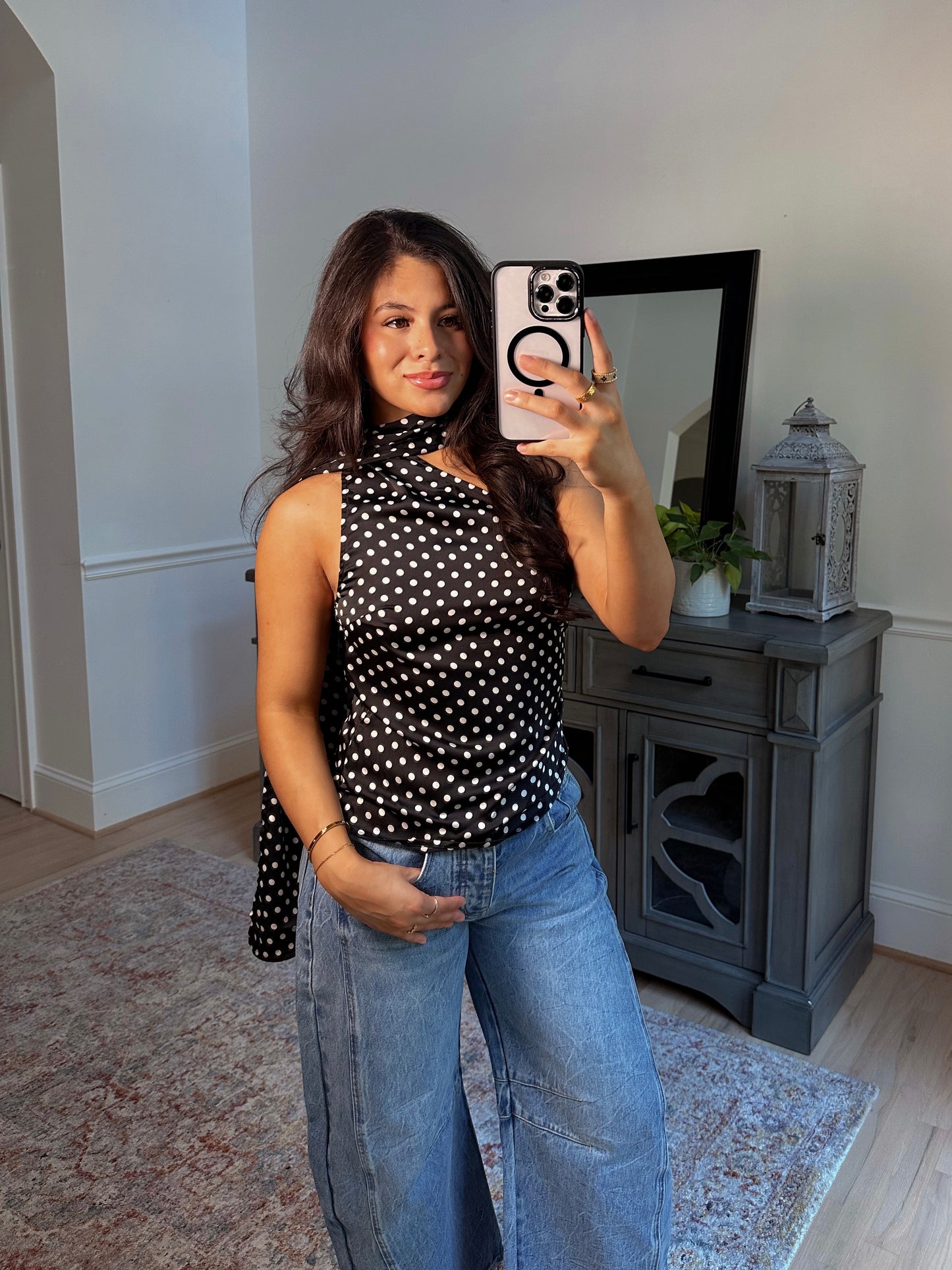 Parisian Polka Dot Scarf Top