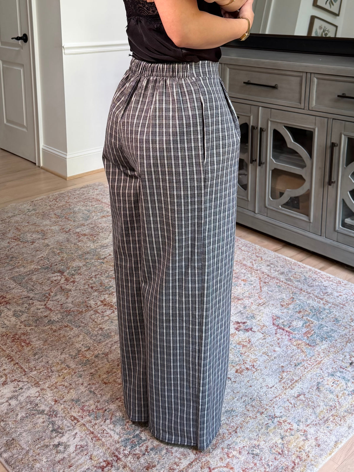 Ivy Black & White Plaid Pants