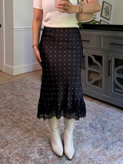 Parisian Polka Dot Satin Lace Skirt
