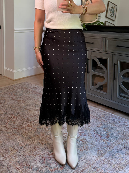 Parisian Polka Dot Satin Lace Skirt
