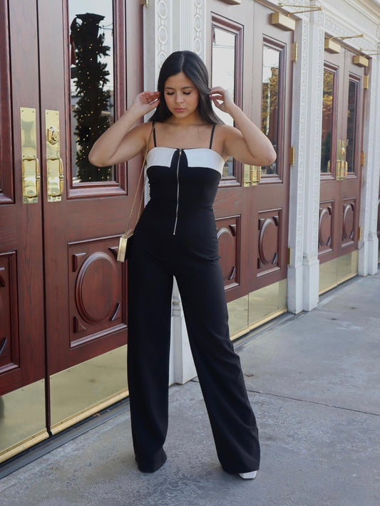 Sophisticated Black White Jumpsuit