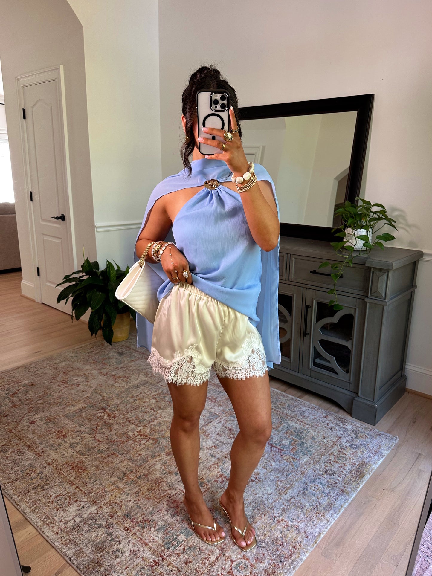 Daydreaming Lace Satin Shorts (Ivory)