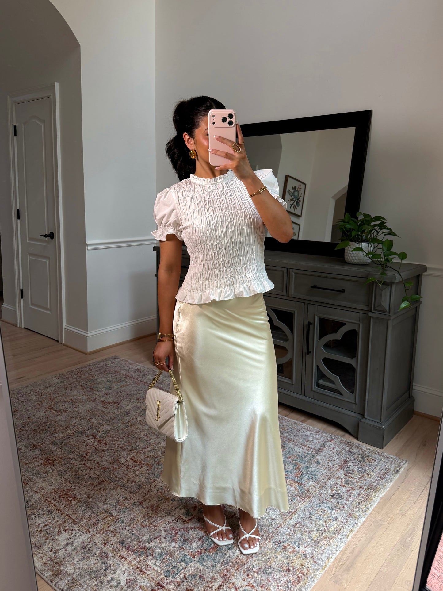 Pearl Buttercream Satin Skirt
