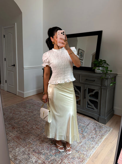 Pearl Buttercream Satin Skirt