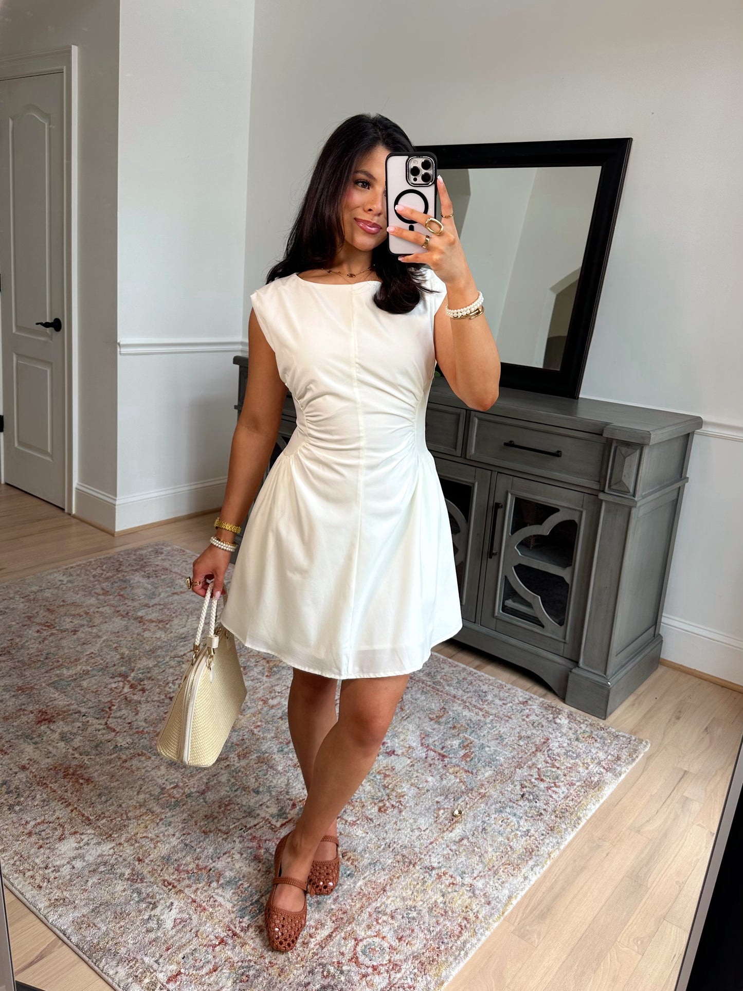 White Magnolia Pleated Dress