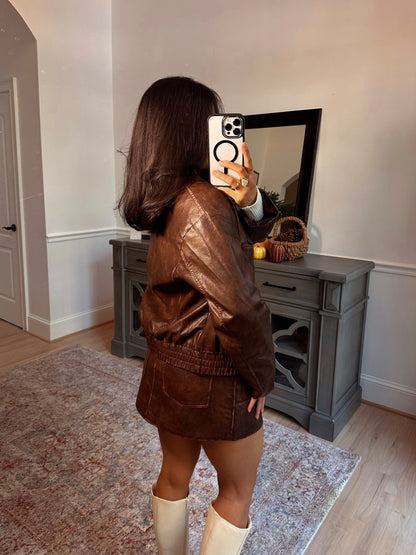 Rustic Brown Pleather Jacket