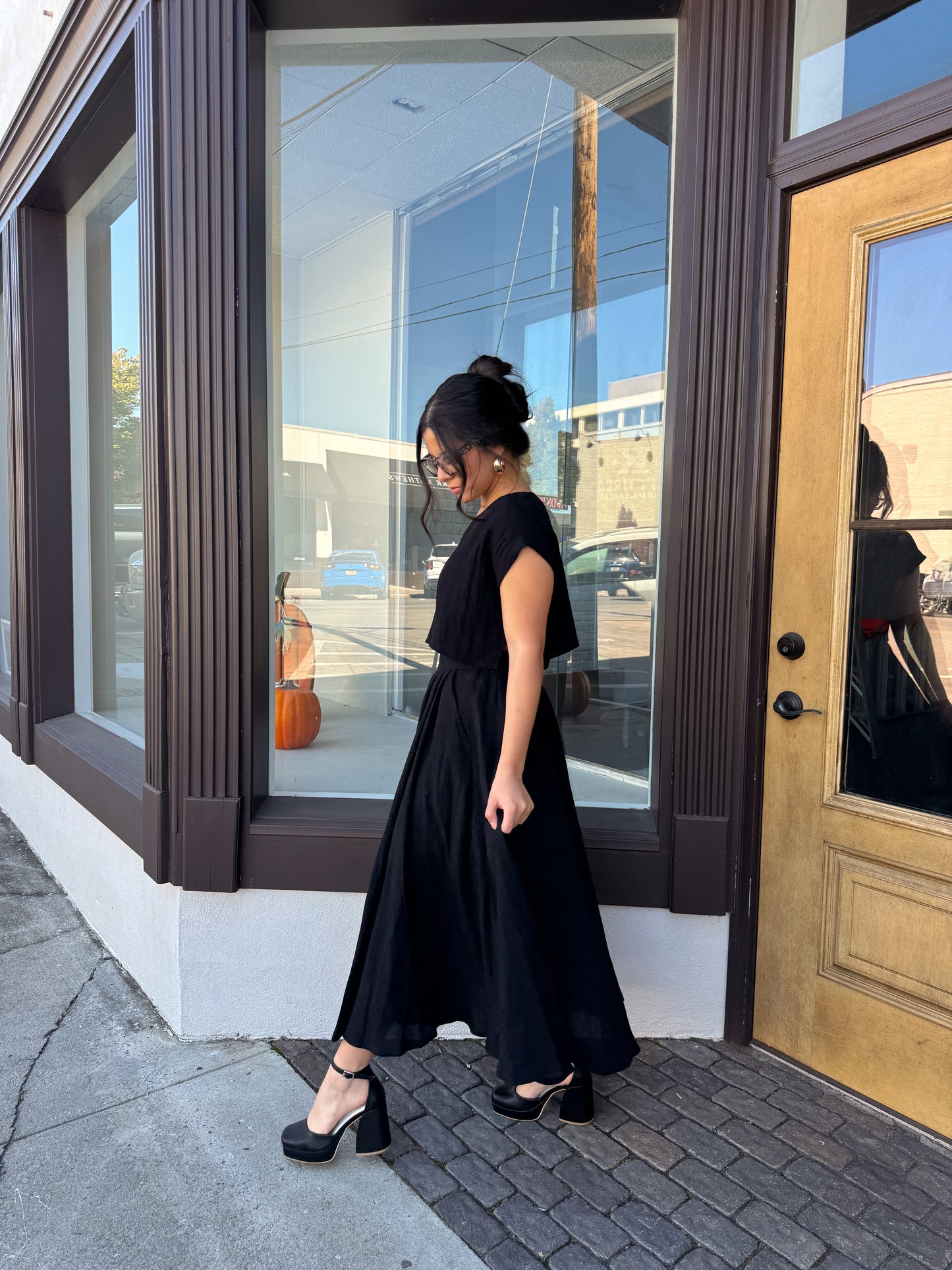 Black Top & Skirt Set