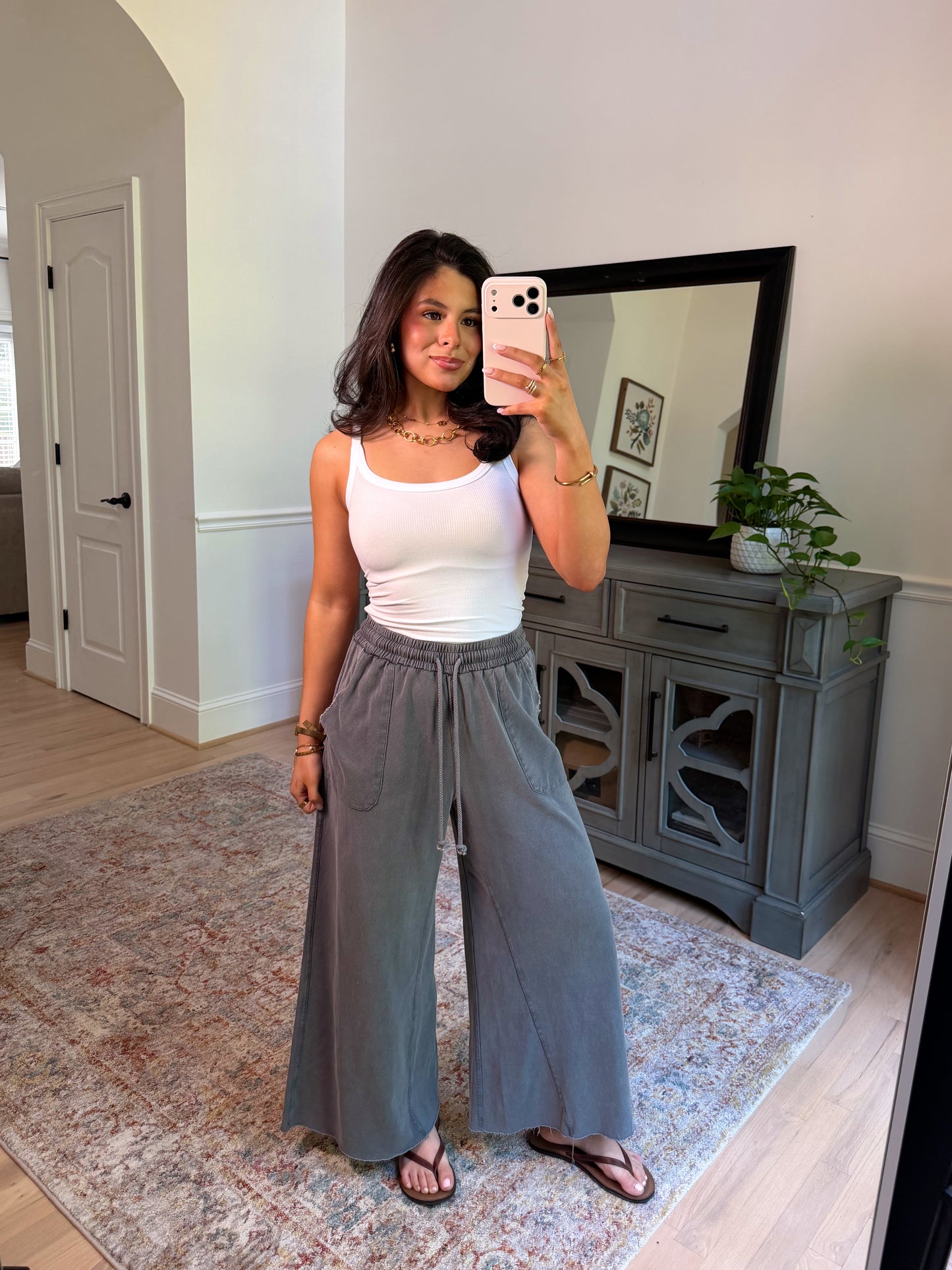 Ash Cropped Wide Leg Pants