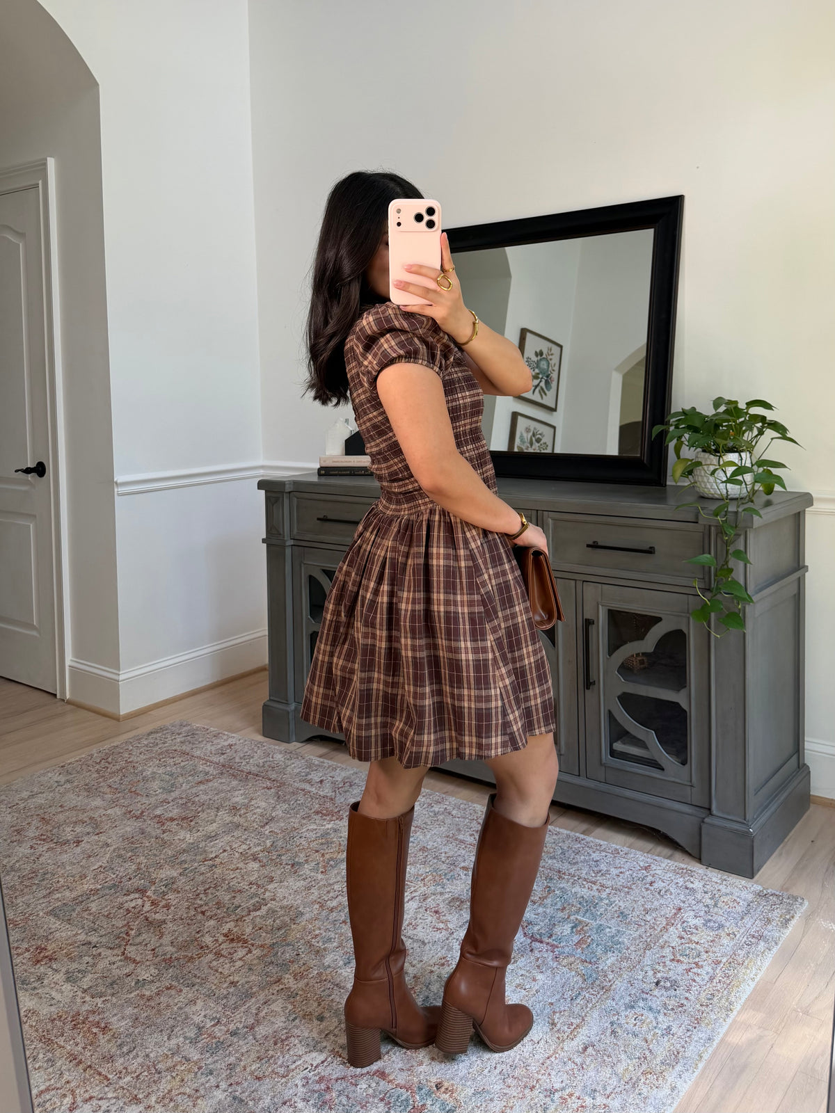 Cinnamon Spice Plaid Dress