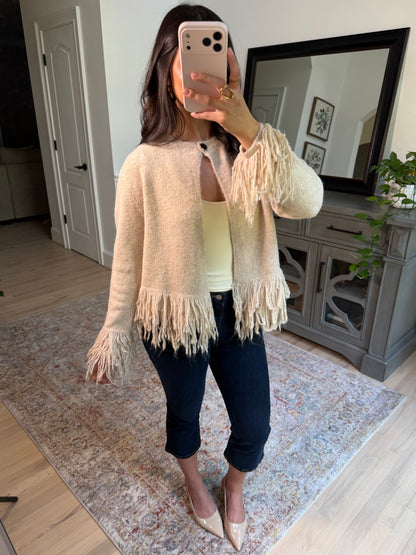Oatmeal Fringe Cardigan