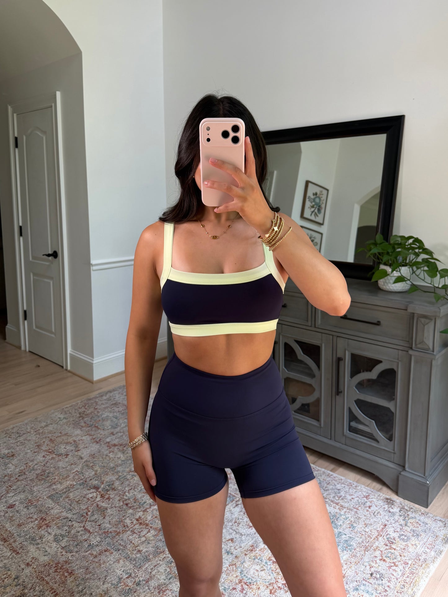 Navy Lime Sports Bra