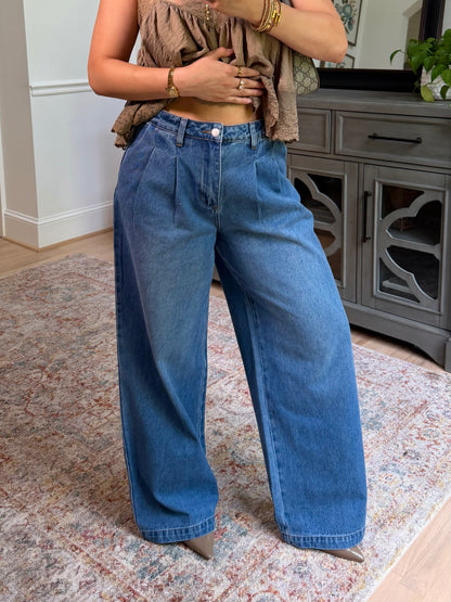 Oakley Pleated Wide Leg Jeans