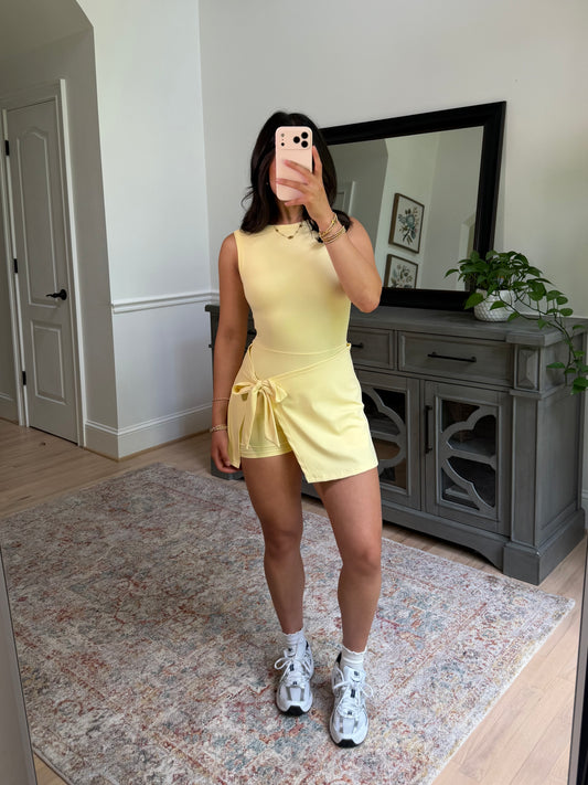 Yellow Wrap Active Romper
