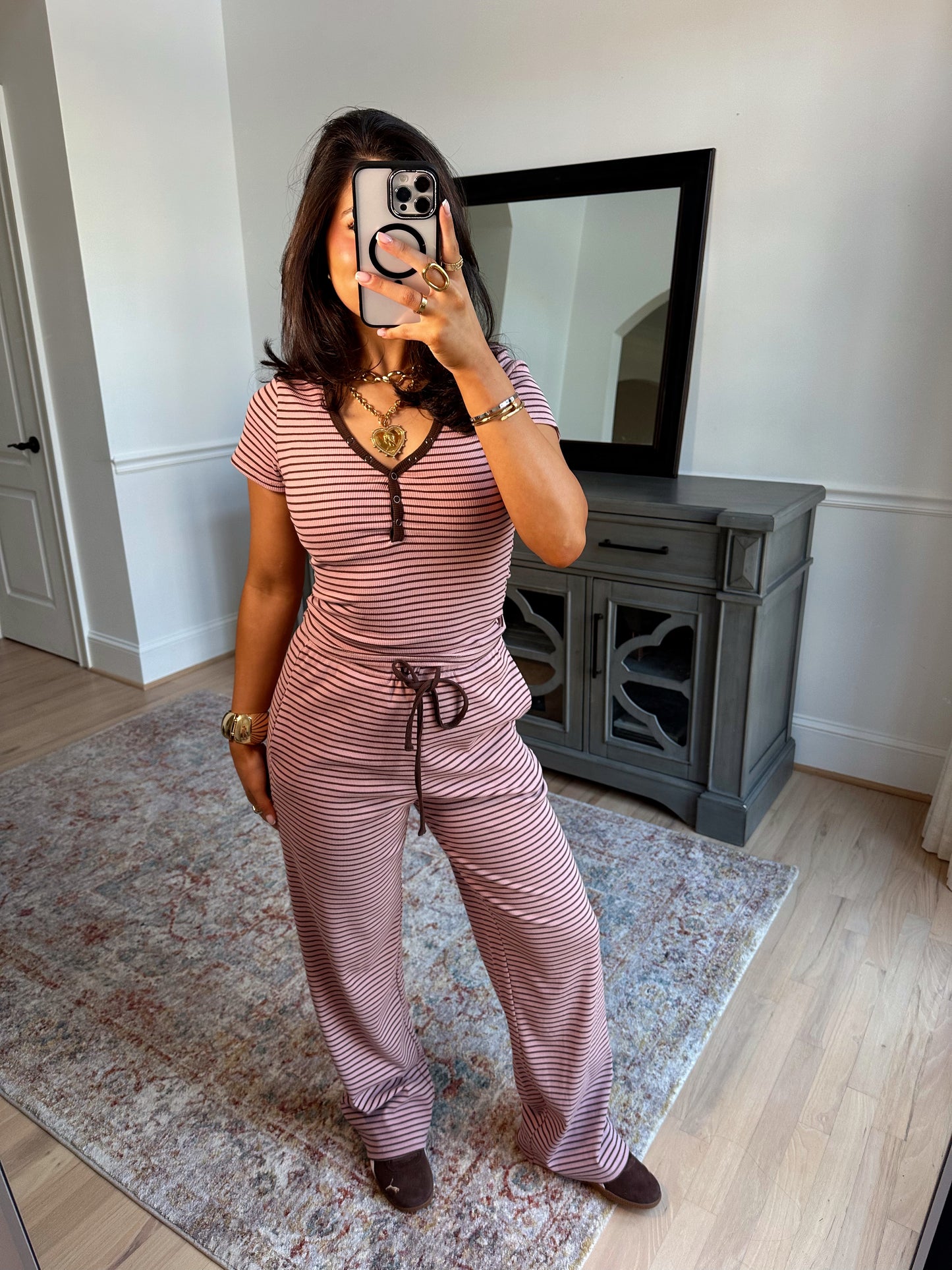 Cocoa Blush Striped Set