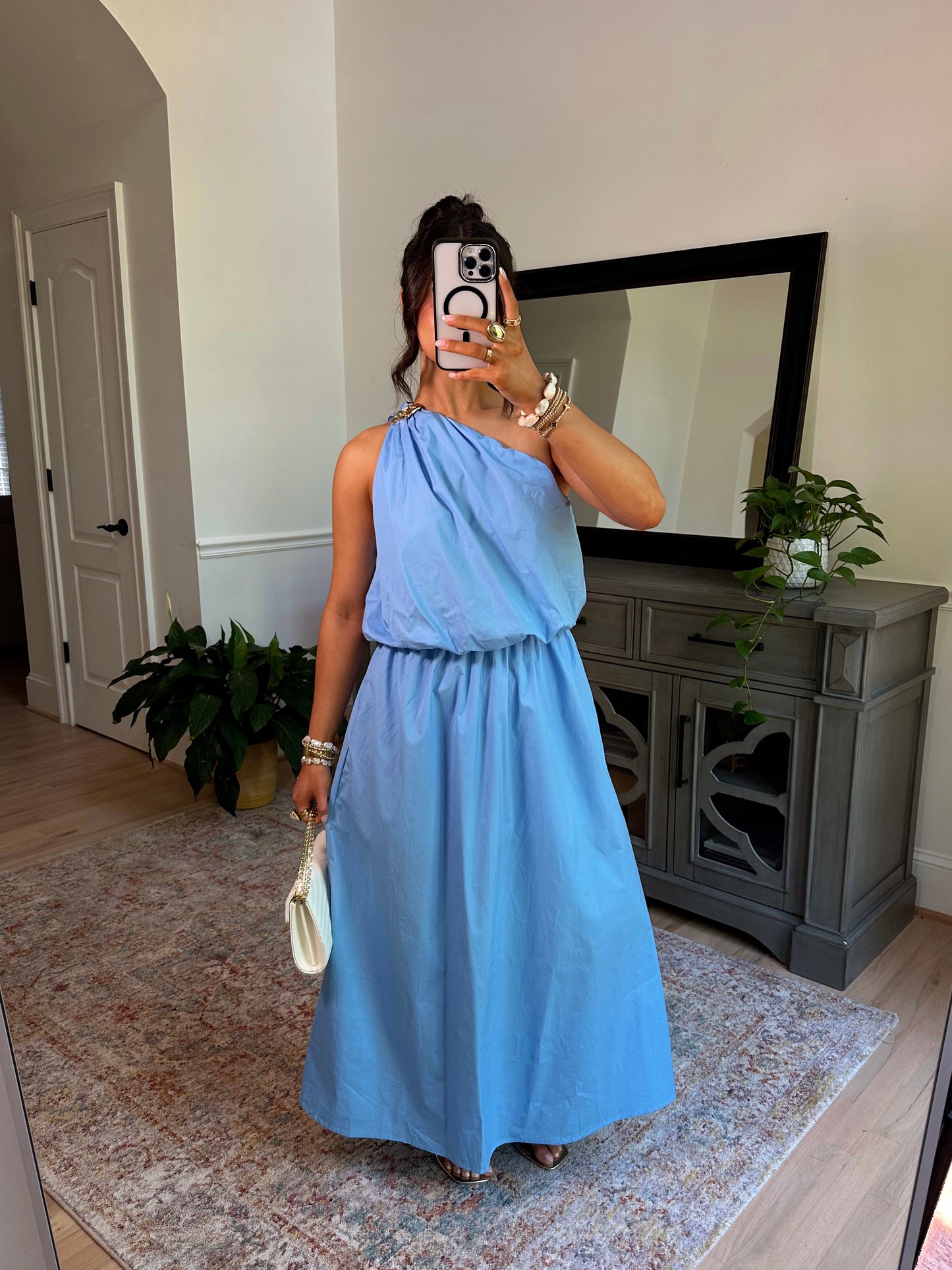 Seaside Shell Blue Midi Dress
