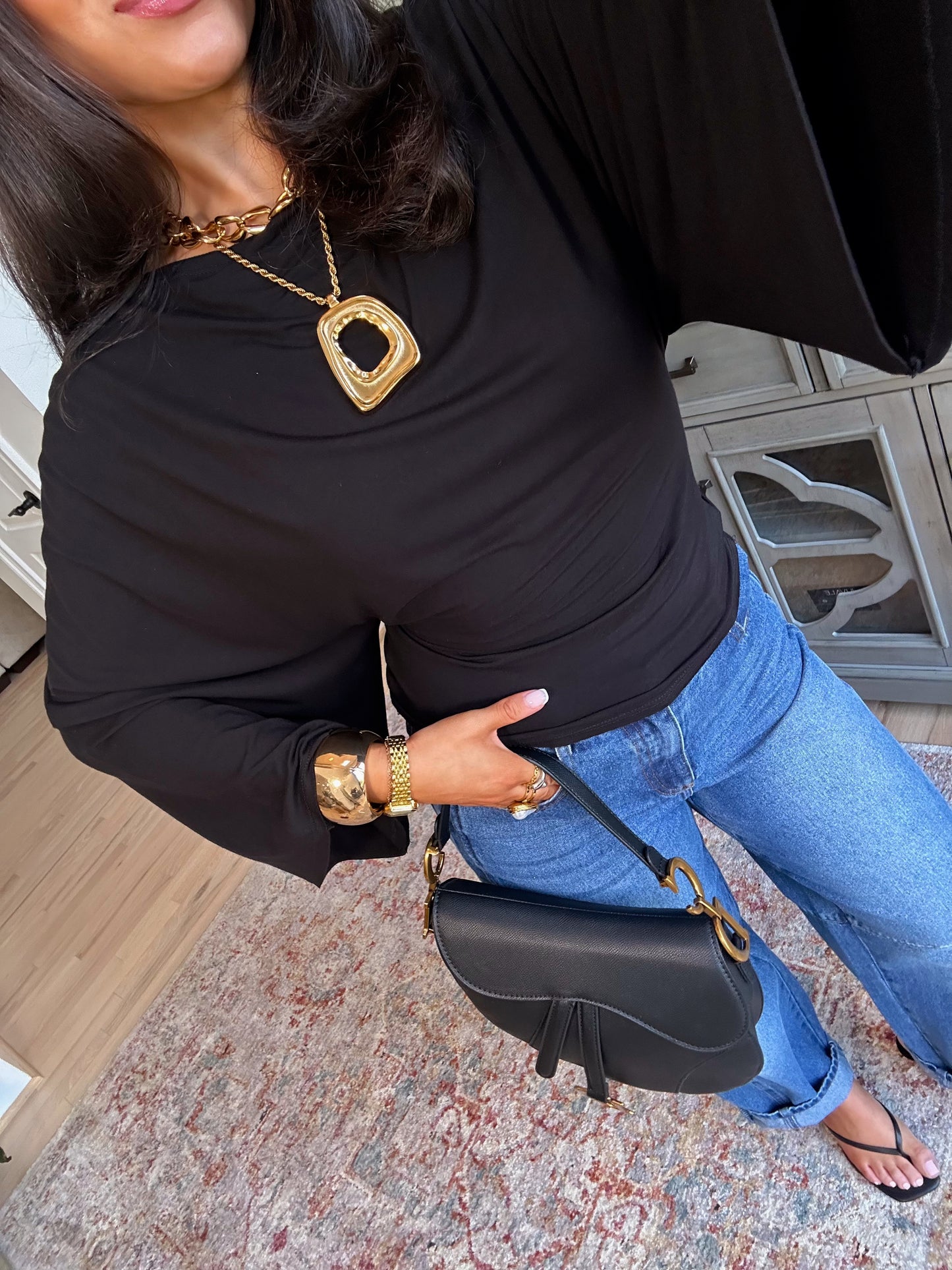 Tessa Black Dolman Top