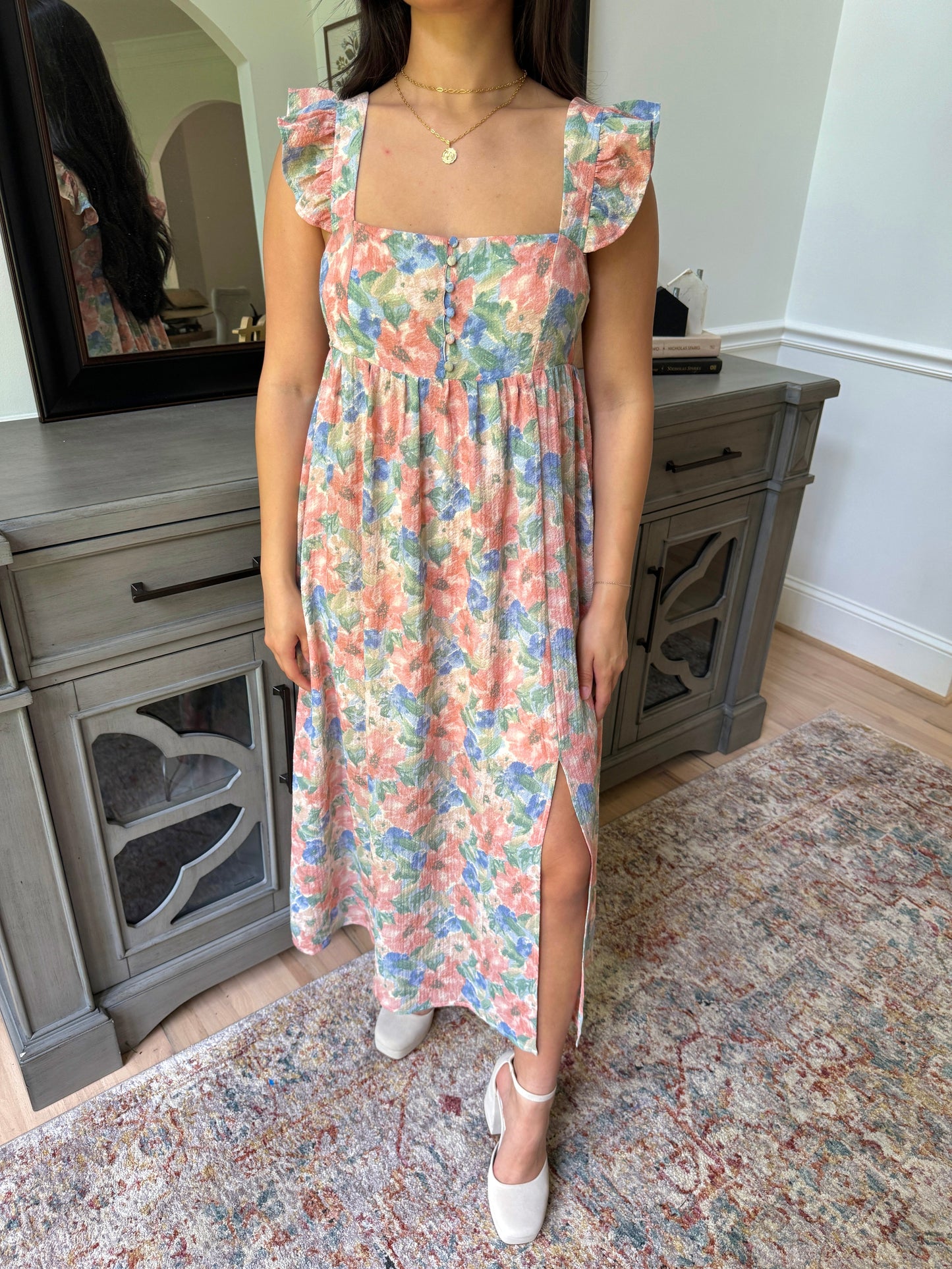 Floral Watercolor Midi Dress