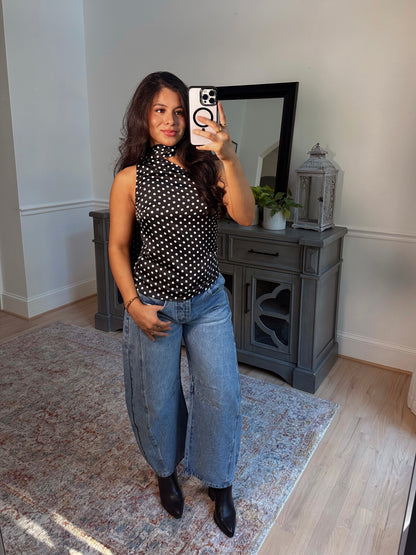 Parisian Polka Dot Scarf Top