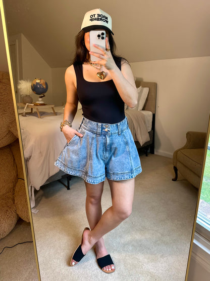 Flare Oversized Denim Shorts