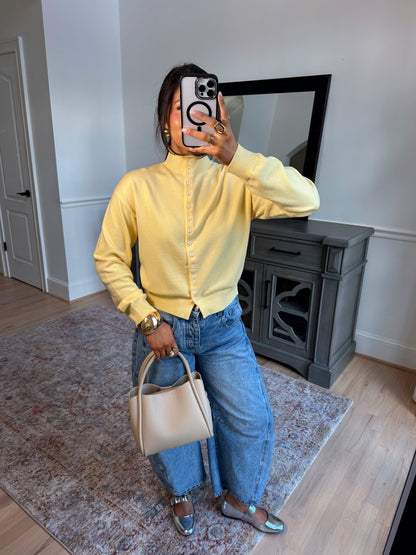 Dalilah Yellow Mockneck Cardigan