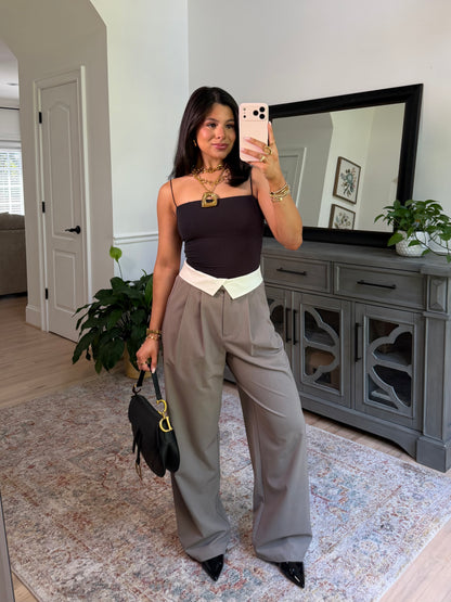 Mocha Fold-Over Trousers