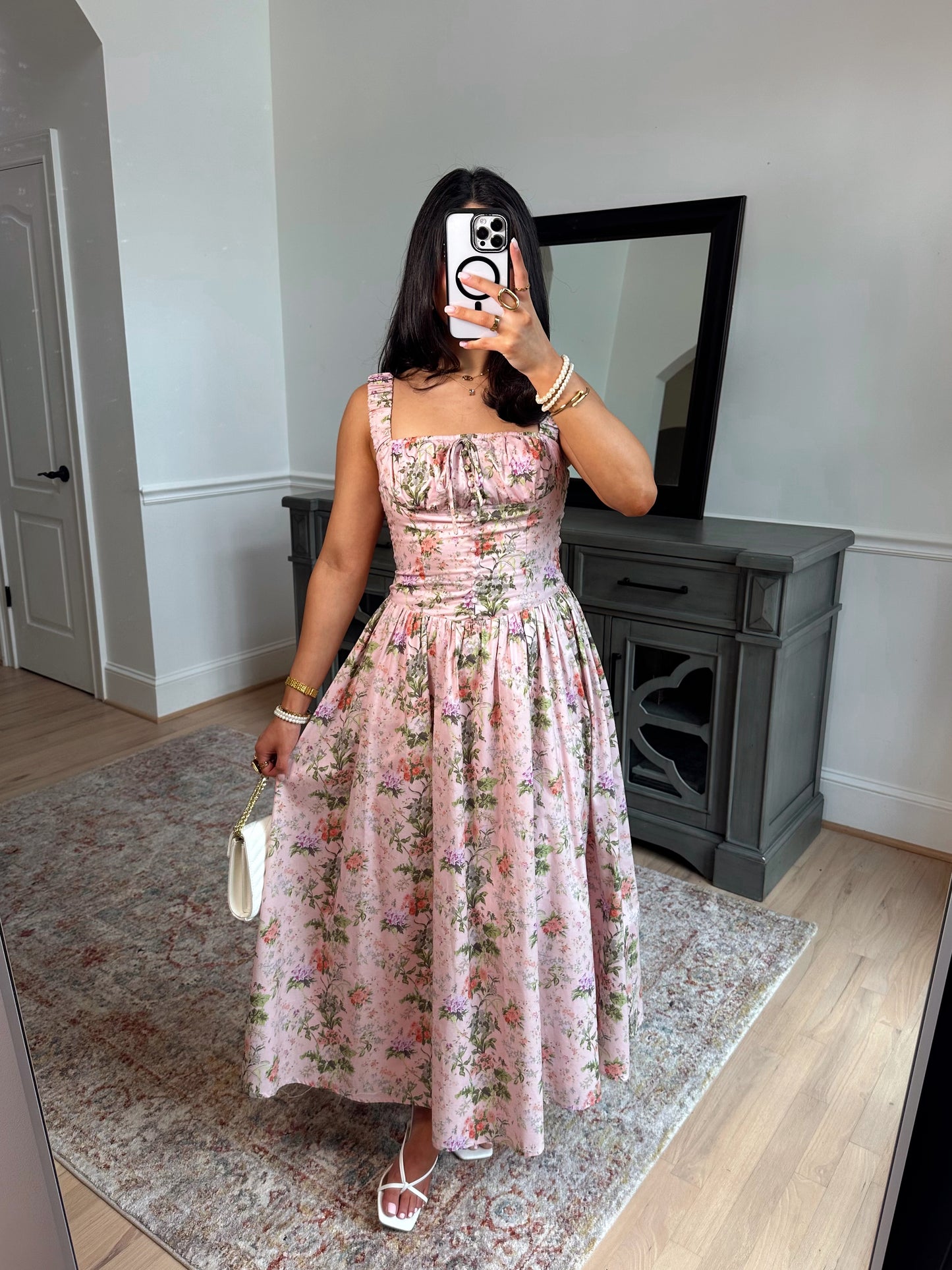 Blush Garden Bustier Midi Dress