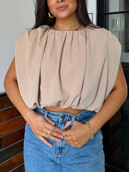 Tan Ruched Top