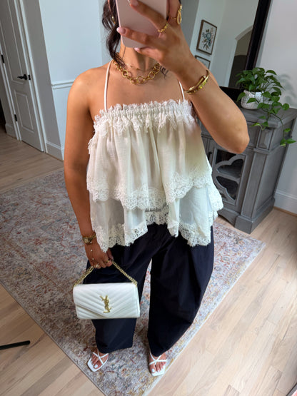 Coconut Lace Ruffle Top