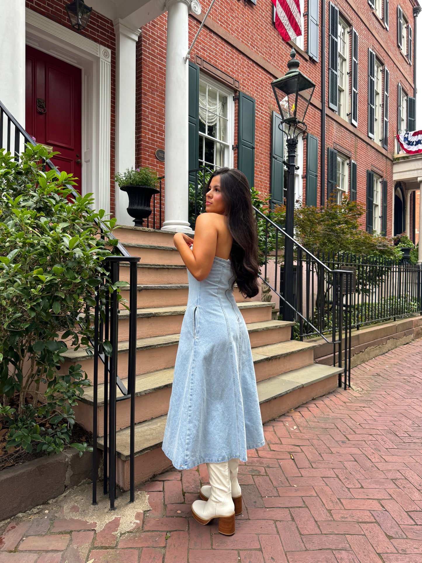 Denim Fit & Flare Tube Dress