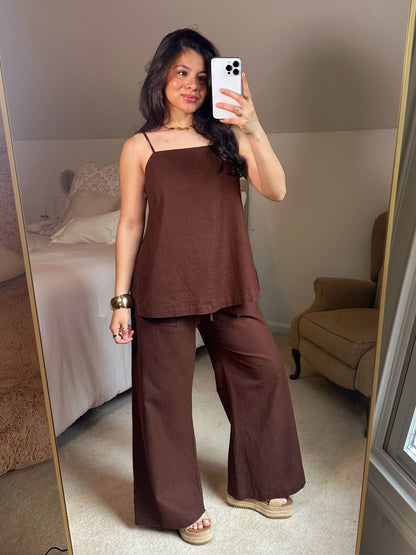 Coconut Brown Open Side Top & Pant Set