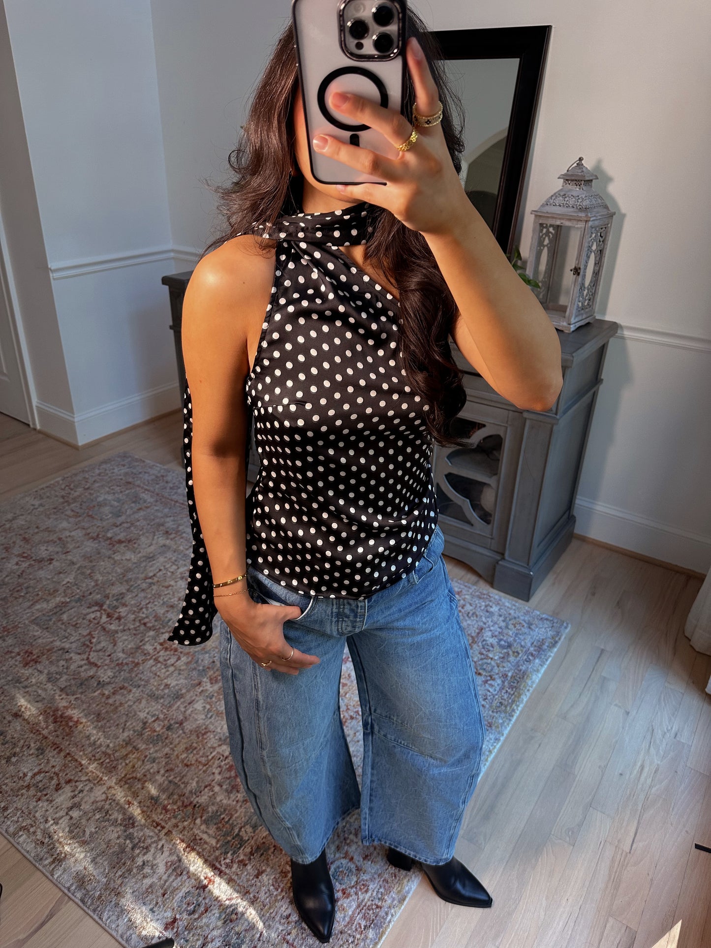 Parisian Polka Dot Scarf Top