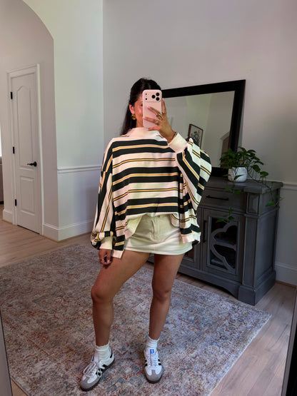 Olive Grove Striped Mockneck