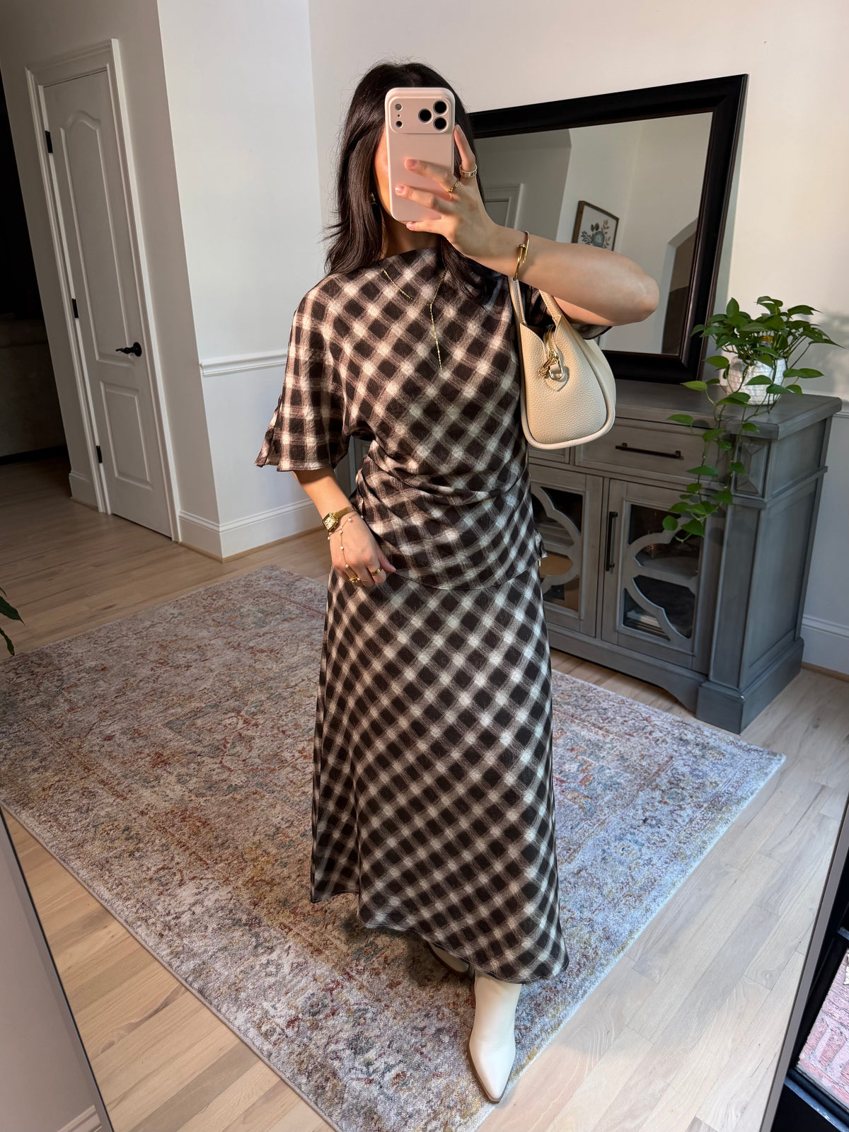 Aurora Brown Checkered Skirt