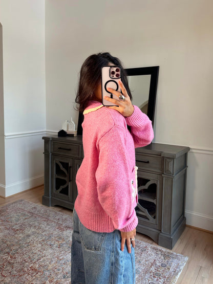 French Swan Pink Cardigan