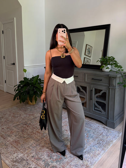 Mocha Fold-Over Trousers