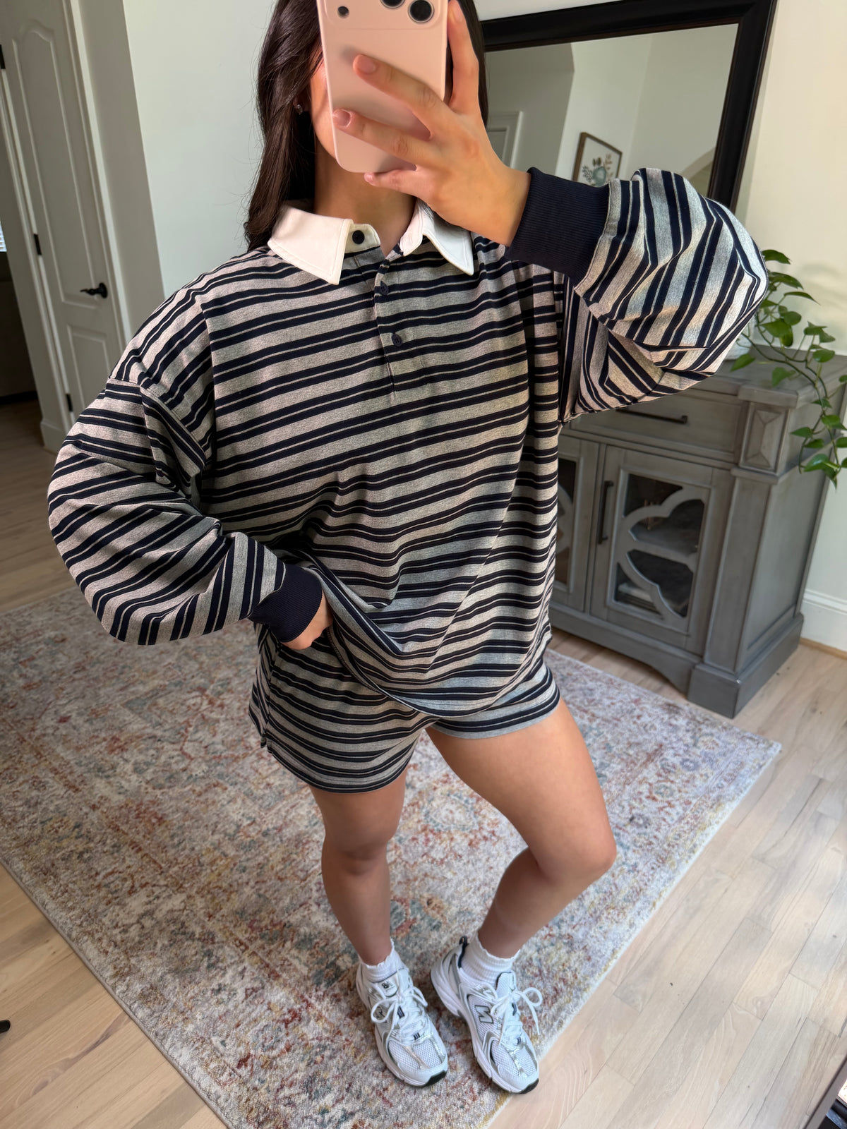 Sunday Club Striped Collegiate Set (Grey/Navy)