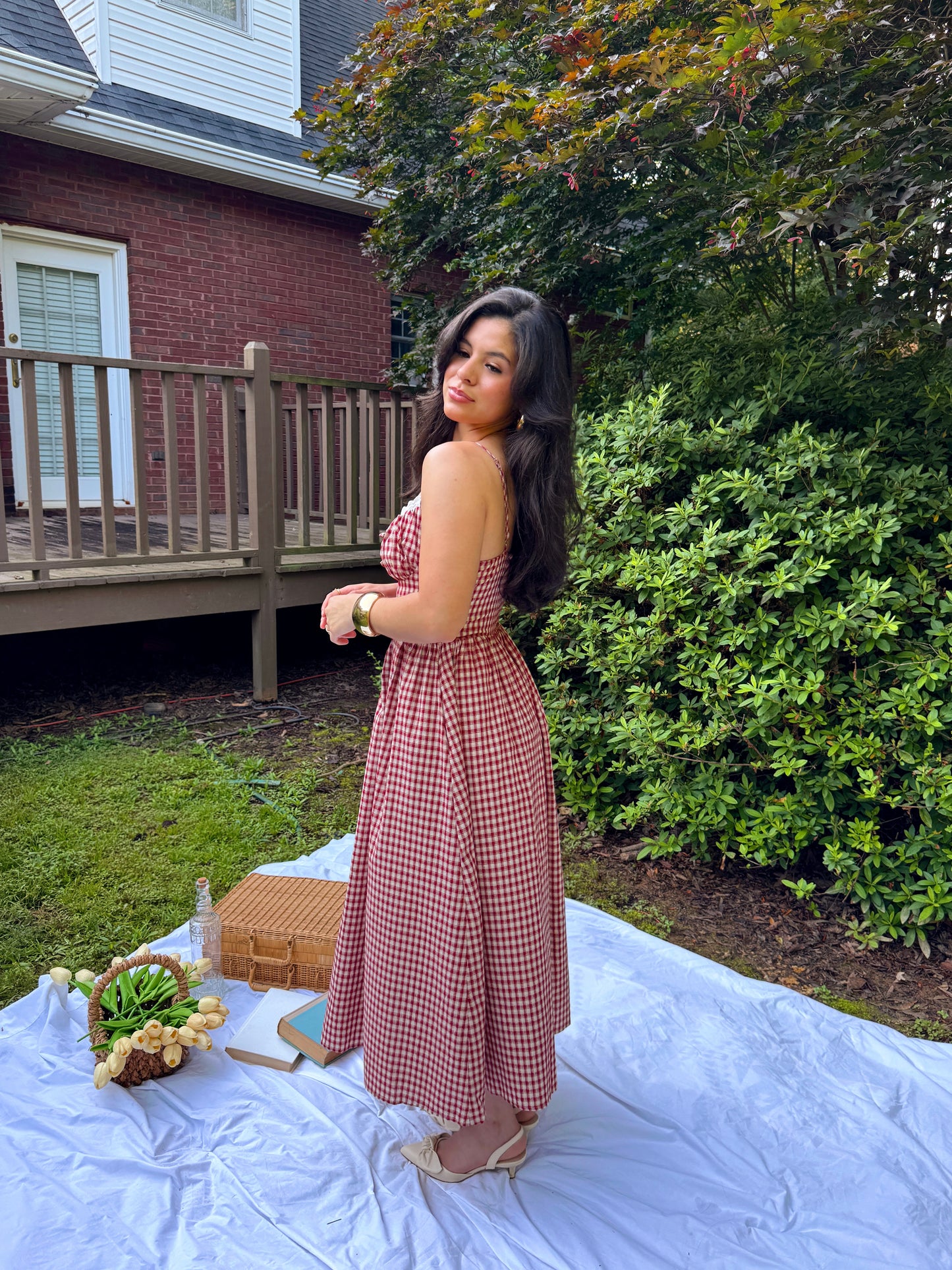 Red Gingham Cottage Dress
