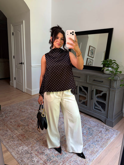 Evening Allure Polka Dot Blouse